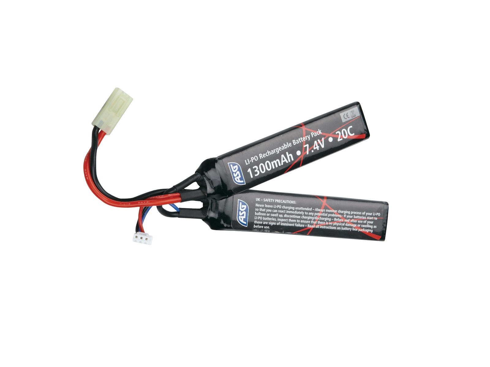 ASG - Batterie Li-Po 7.4V 1300mAh - Double stick - Elite Airsoft